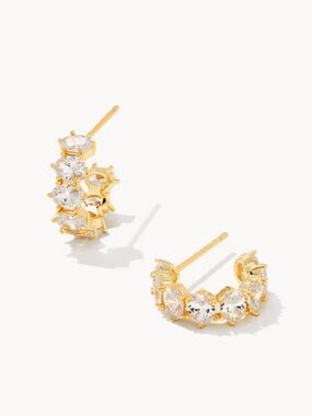 Kendra Scott Cailin Gold Crystal Huggie Earrings